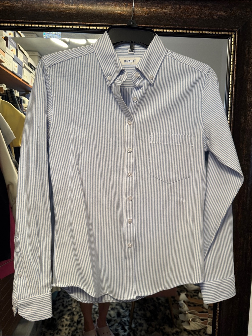 Women’s  Blue Pinstripe Button-Down Shirt